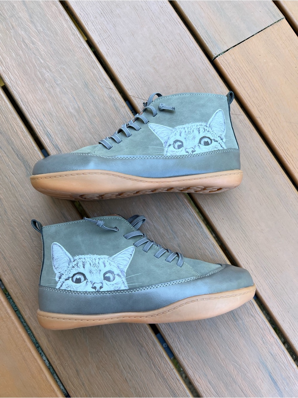 Cempar Women’s Ankle Boots Size 8.5 Tabby Cat Illustration On Side Panel Unique - Picture 7 of 8